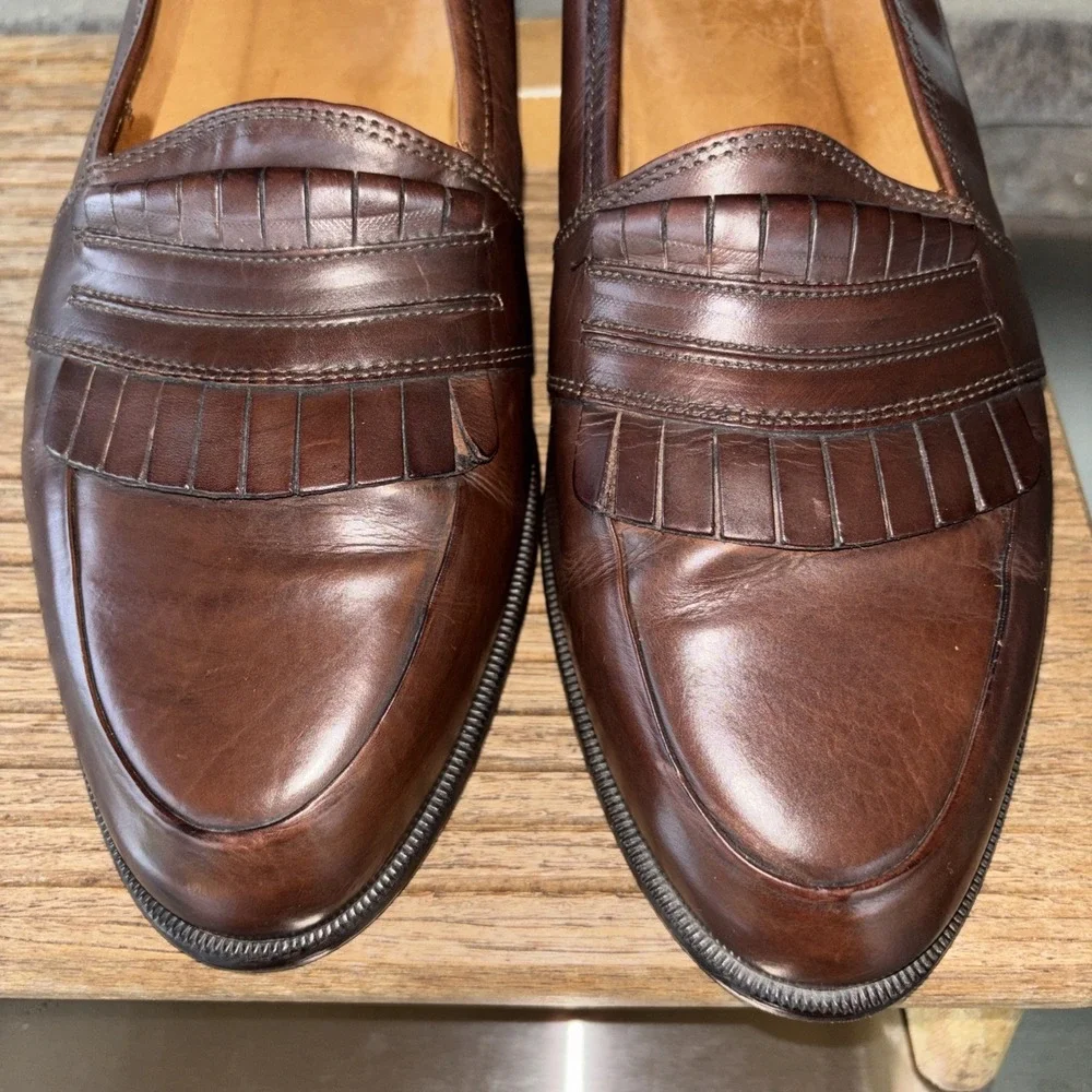 Bostonian Mens Vero Italian Florentine Saddle Brown Slip On 11 M 24752-513 EUC